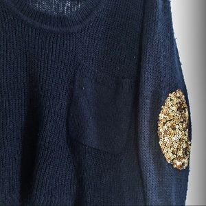 Finders Keepers Gold Sequin Elbow Sweater